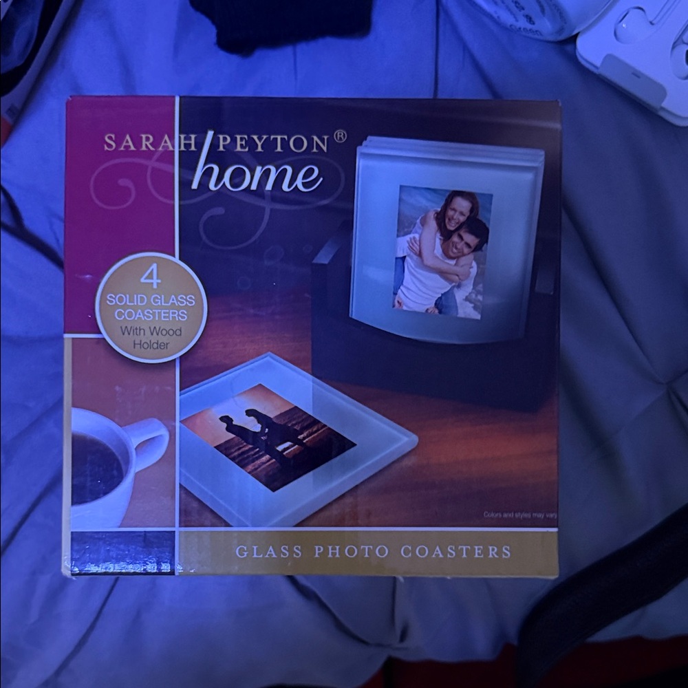 Glass Photo Coasters - Black Set of 4